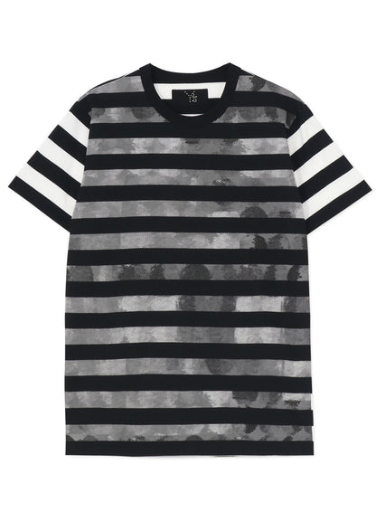 STRIPE WITH POLKA DOT PIGMENT PRINT T