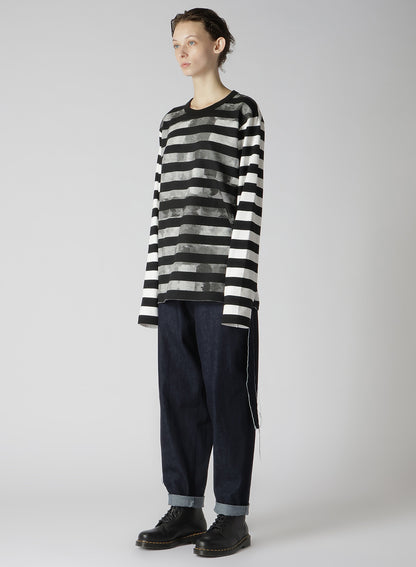 STRIPE WITH POLKA DOT PIGMENT PRINT LONG T