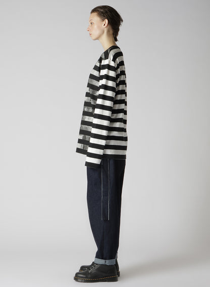 STRIPE WITH POLKA DOT PIGMENT PRINT LONG T