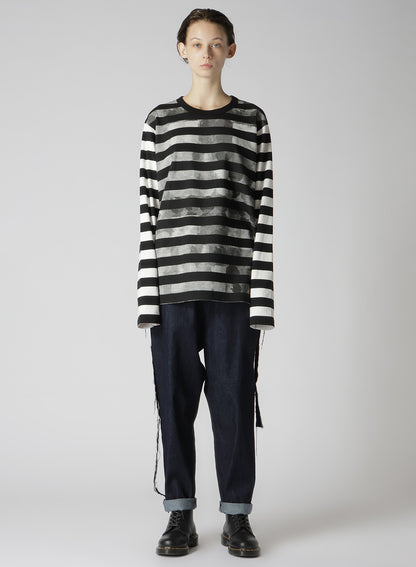 STRIPE WITH POLKA DOT PIGMENT PRINT LONG T