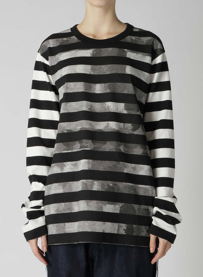 STRIPE WITH POLKA DOT PIGMENT PRINT LONG T