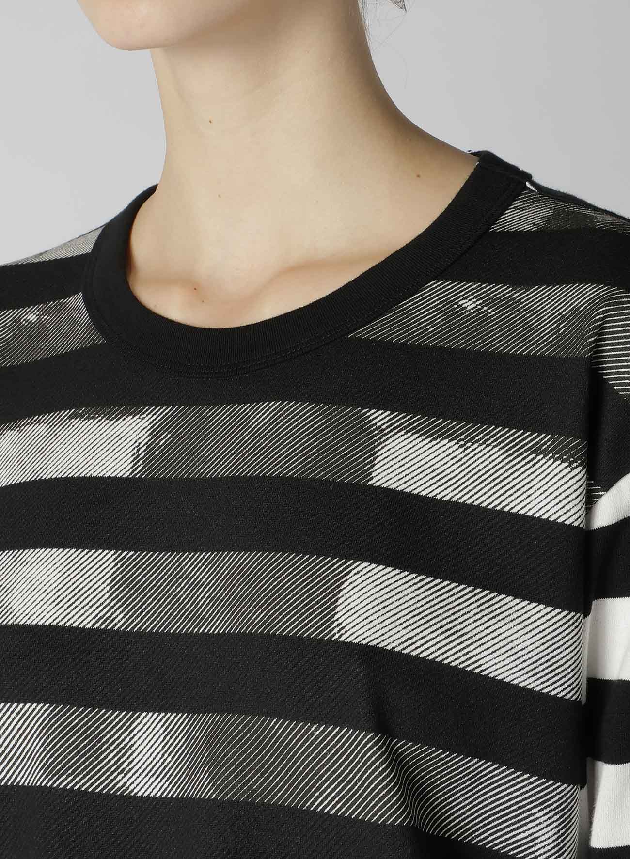 STRIPE WITH POLKA DOT PIGMENT PRINT LONG T