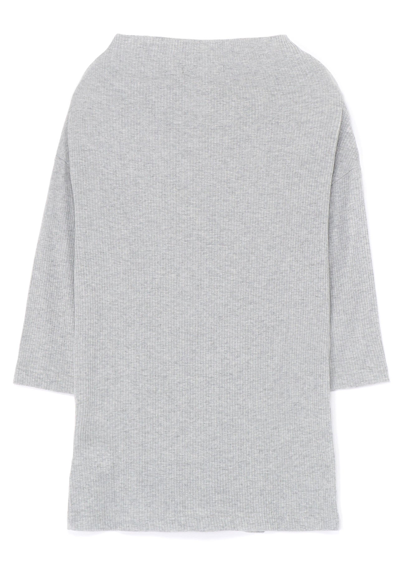 OFF NECK 3/4 SLEEVE RIB FLAPPED T-SHIRT