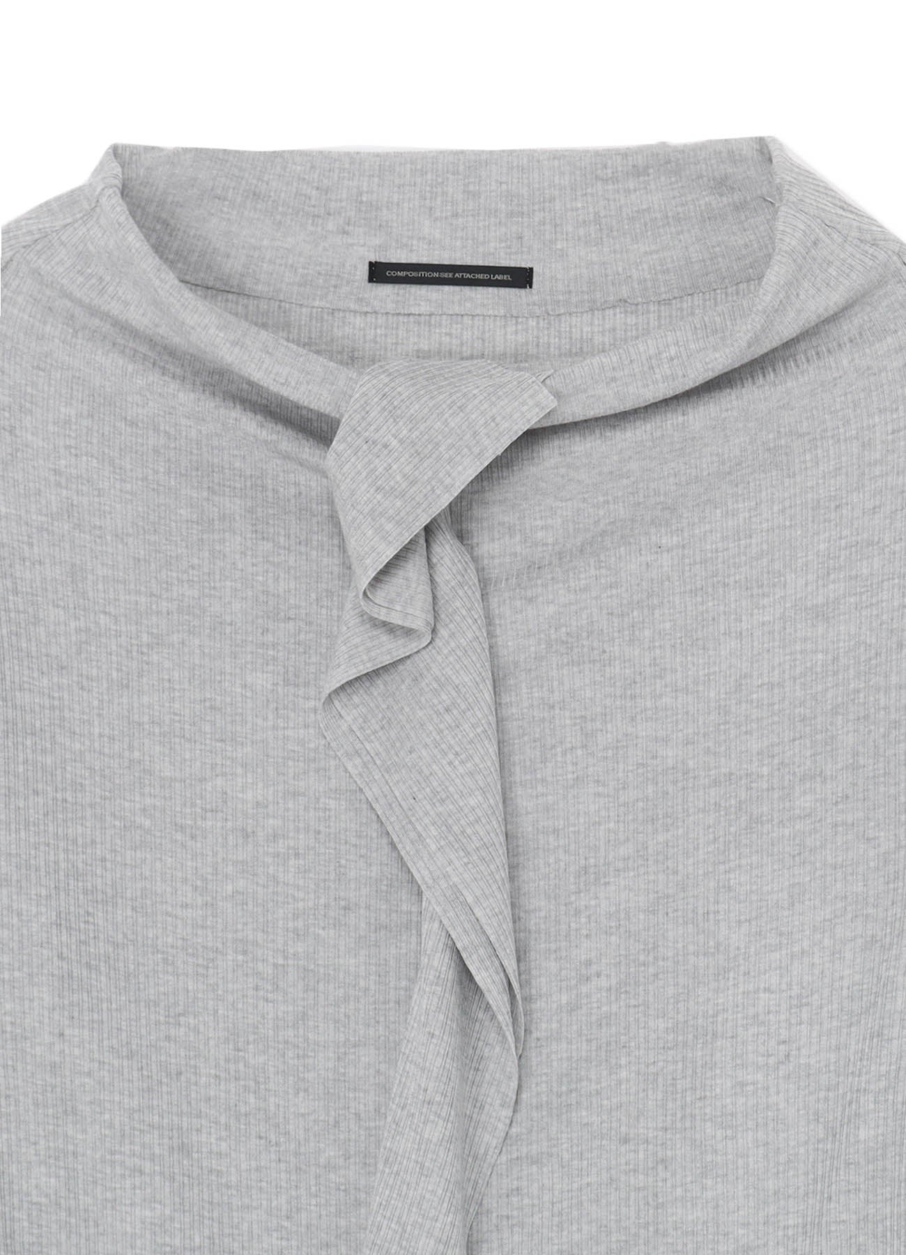 OFF NECK 3/4 SLEEVE RIB FLAPPED T-SHIRT