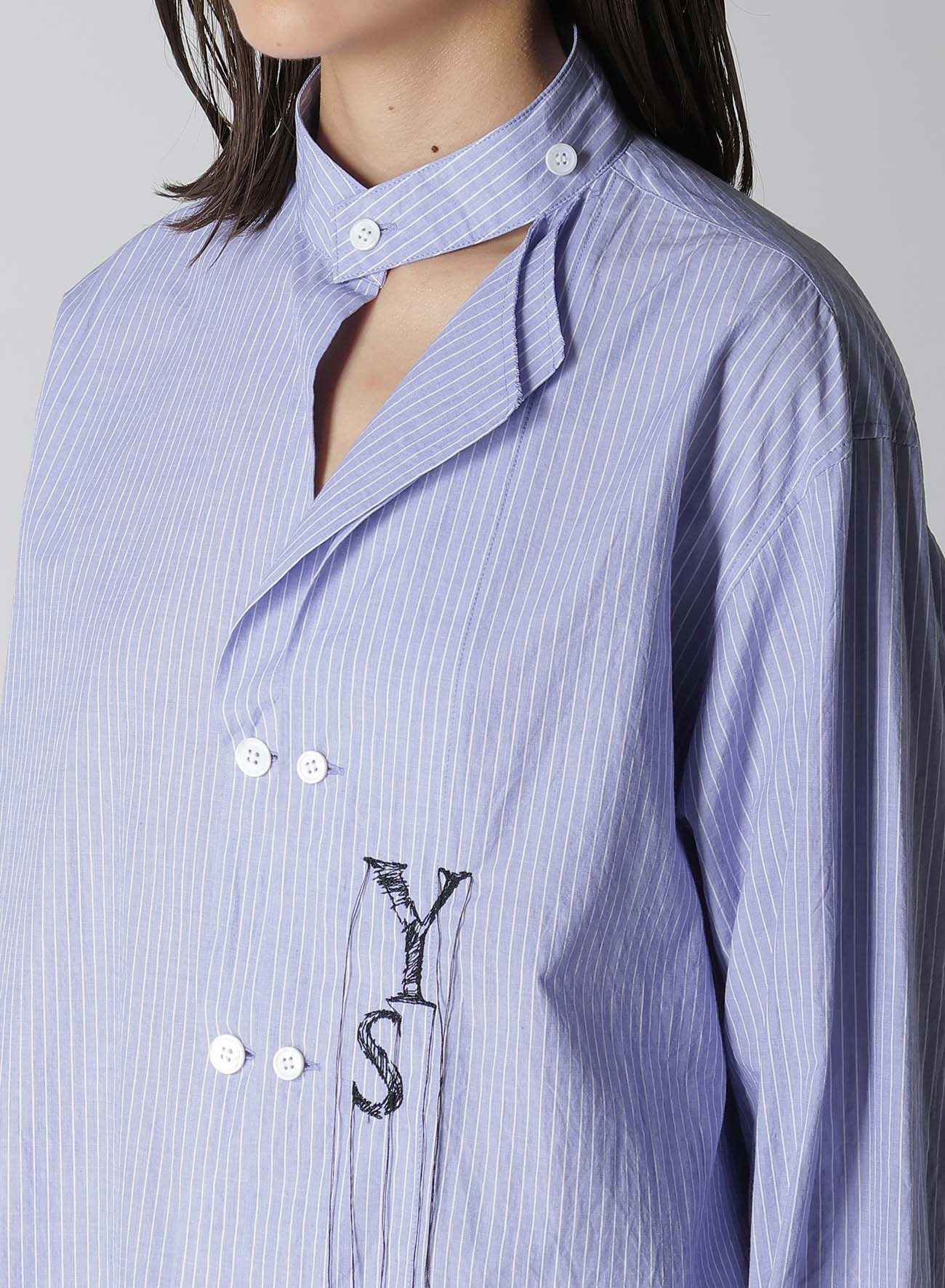 【12/13 12:00(JST) Release】STRIPE COTTON DOUBLED LEFT FRONT BLOUSE