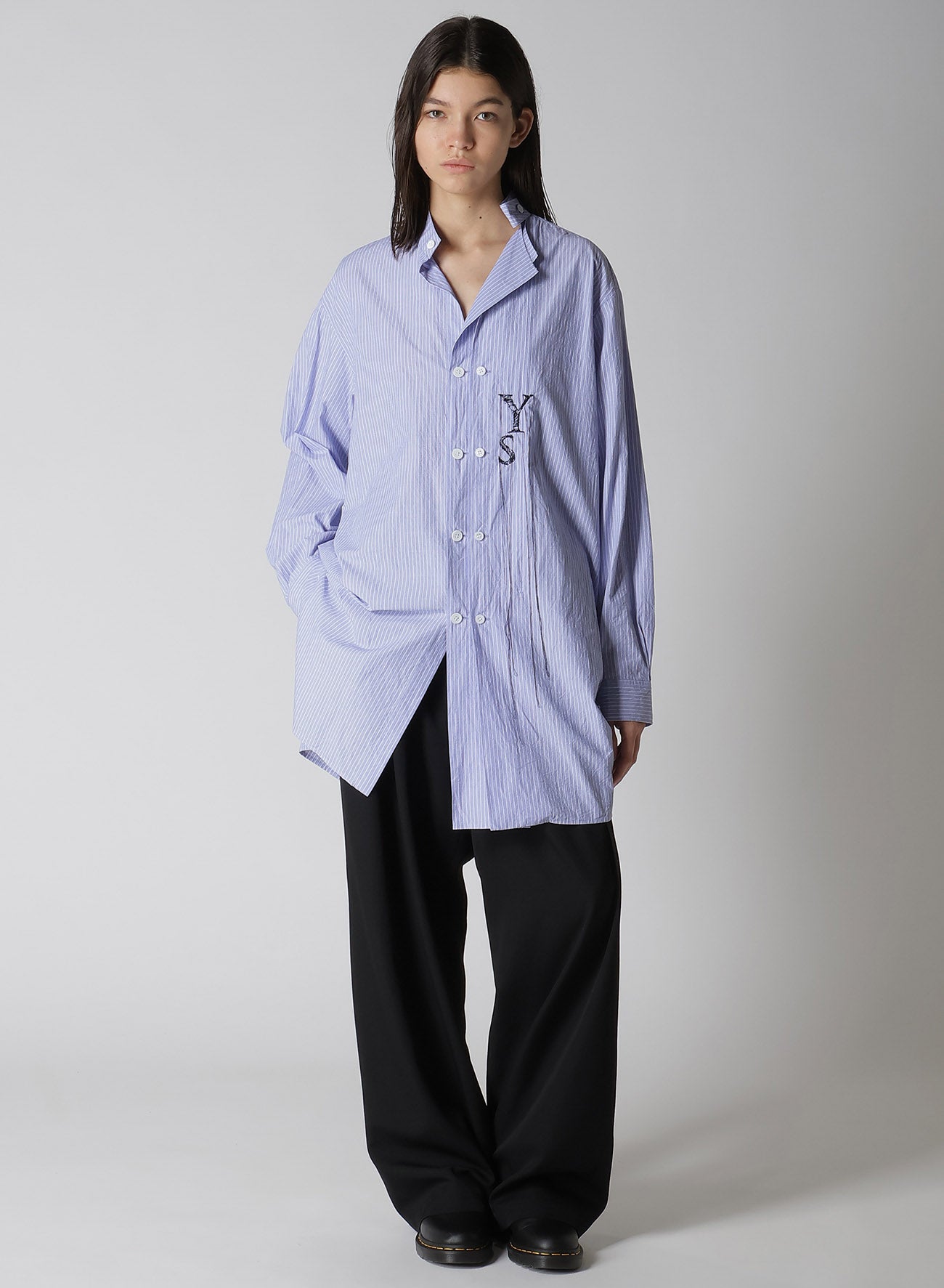 【12/13 12:00(JST) Release】STRIPE COTTON DOUBLED LEFT FRONT BLOUSE