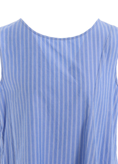 STRIPE COTTON LEFT FRONT SLIT BLOUSE