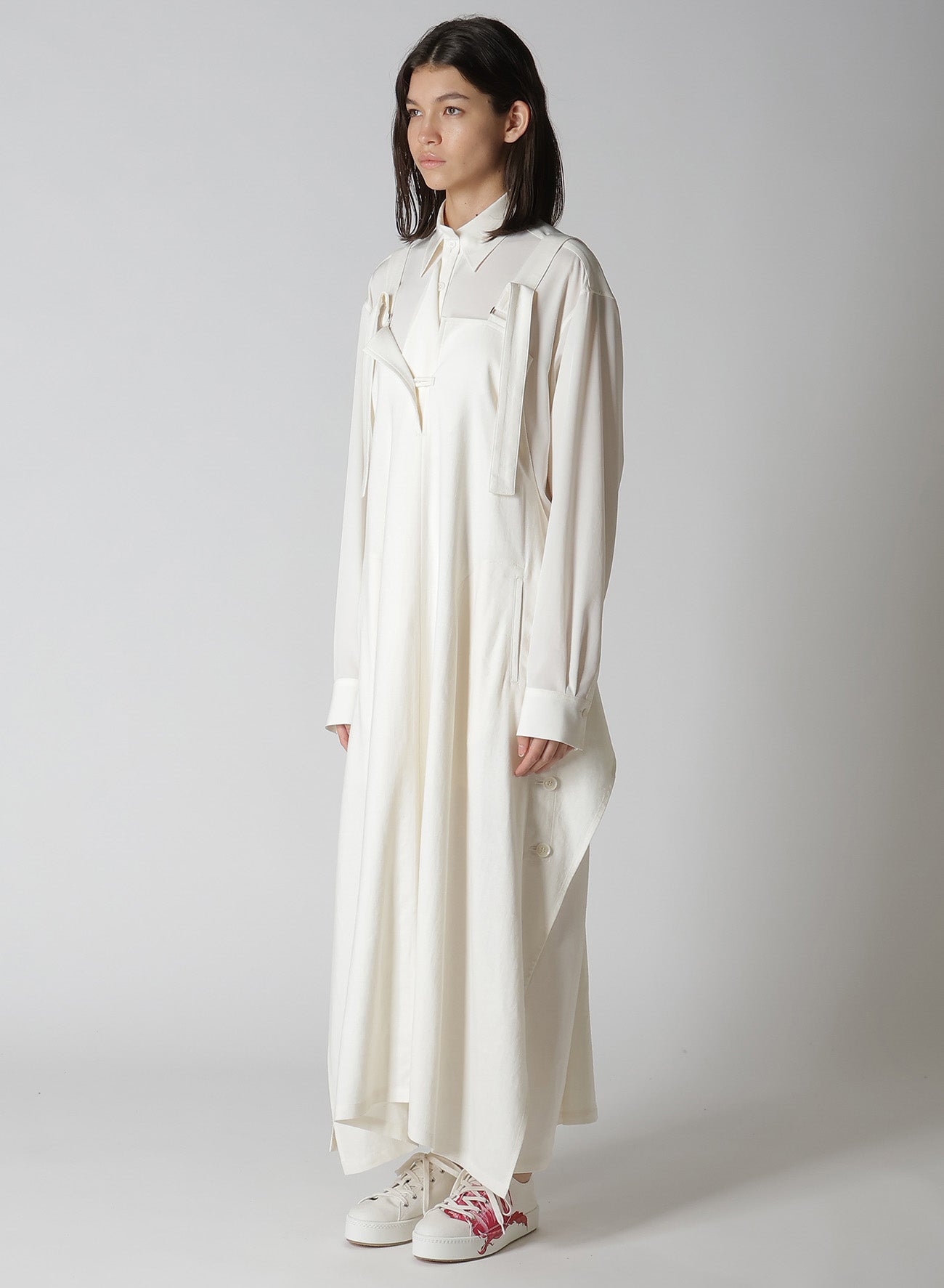 【12/13 12:00(JST) Release】RY/LI CANVAS SIDE BUTTON SHOULDER STRAP DRESS