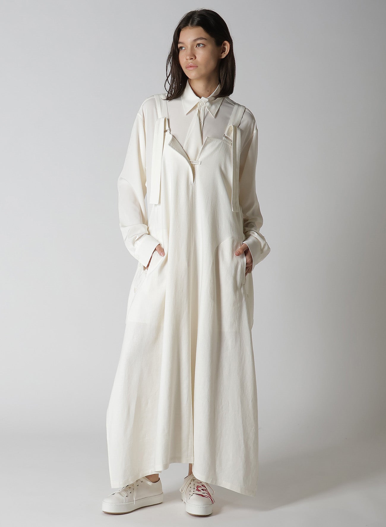 【12/13 12:00(JST) Release】RY/LI CANVAS SIDE BUTTON SHOULDER STRAP DRESS