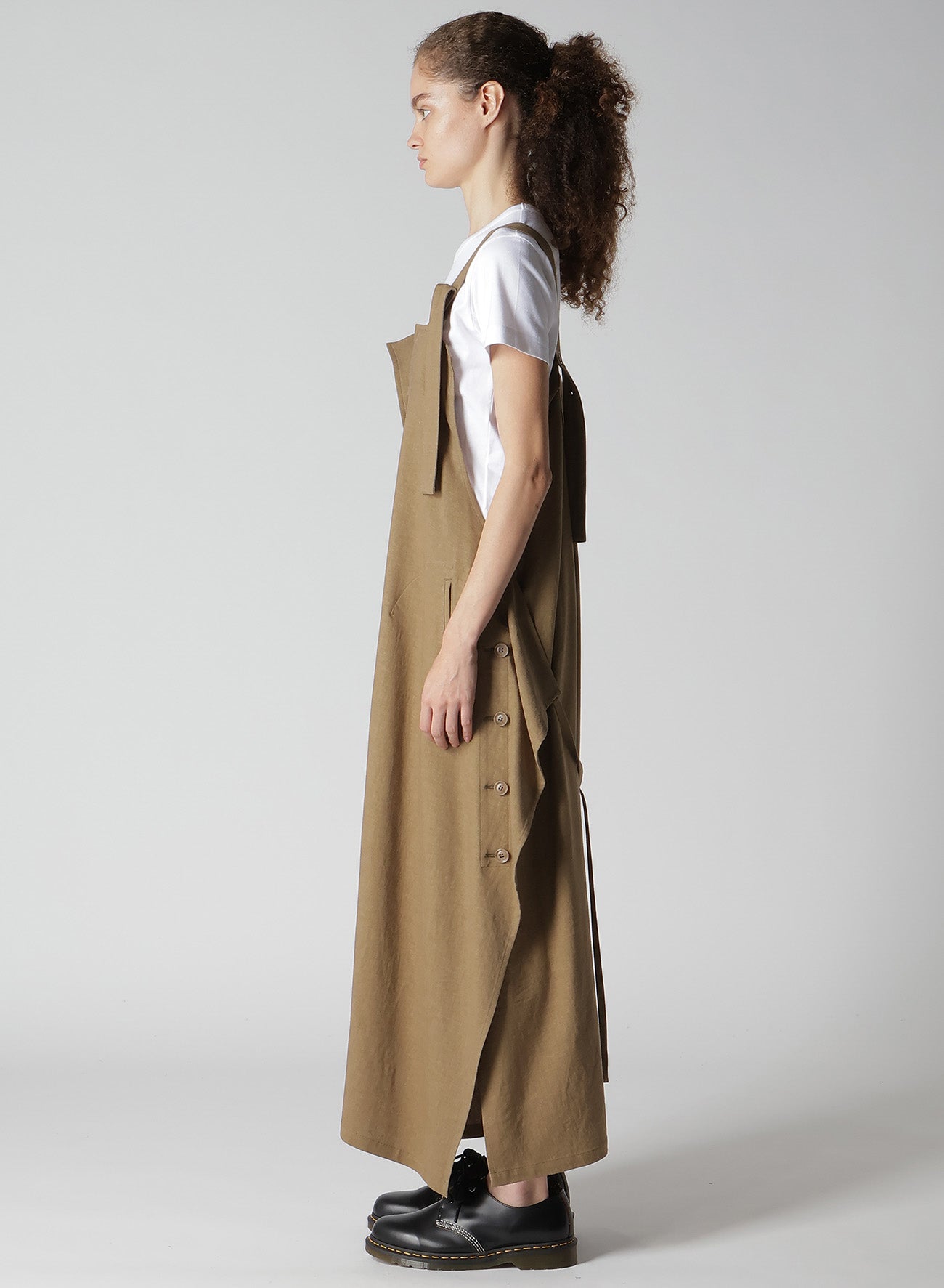 【12/13 12:00(JST) Release】RY/LI CANVAS SIDE BUTTON SHOULDER STRAP DRESS