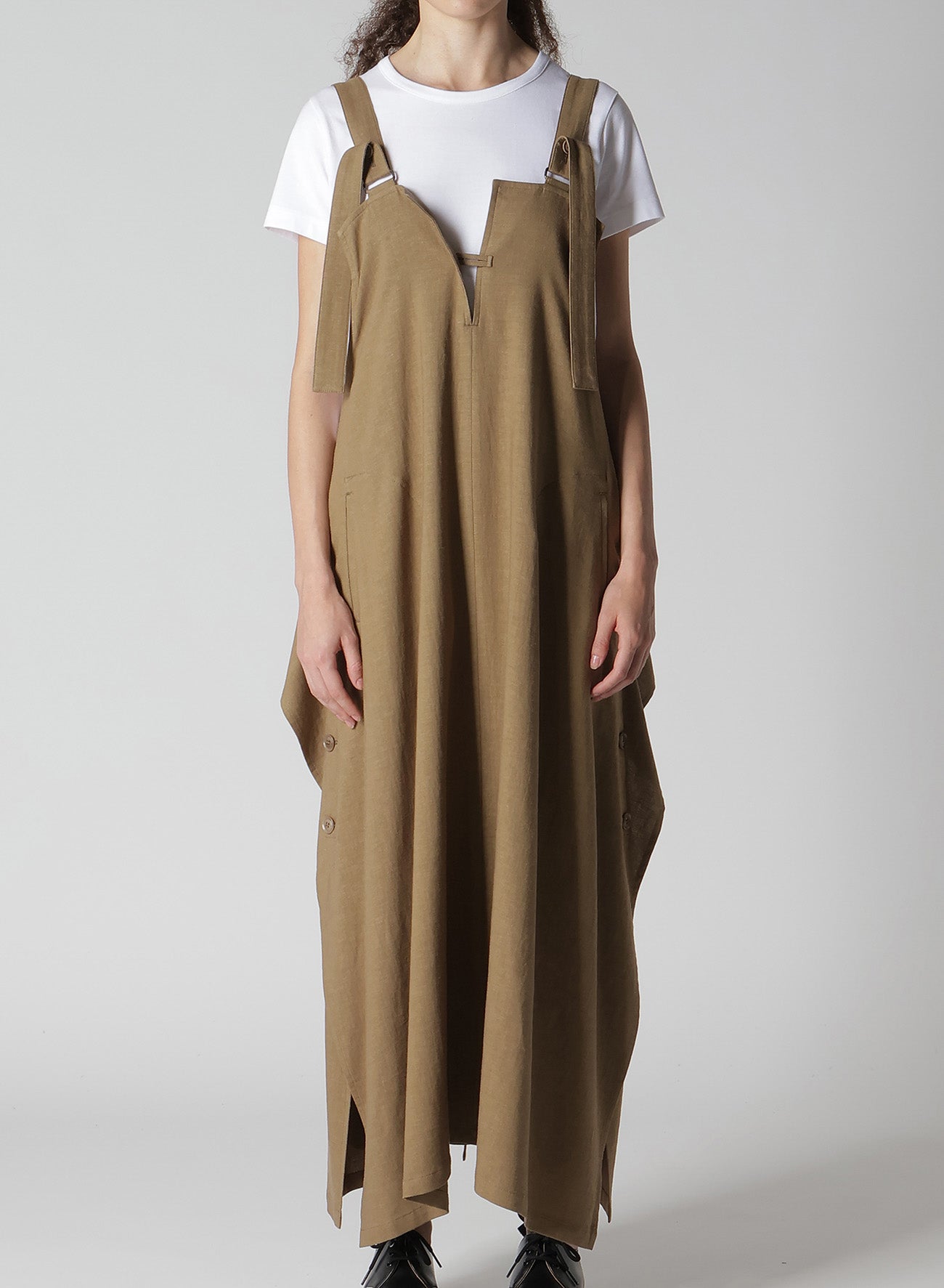 【12/13 12:00(JST) Release】RY/LI CANVAS SIDE BUTTON SHOULDER STRAP DRESS