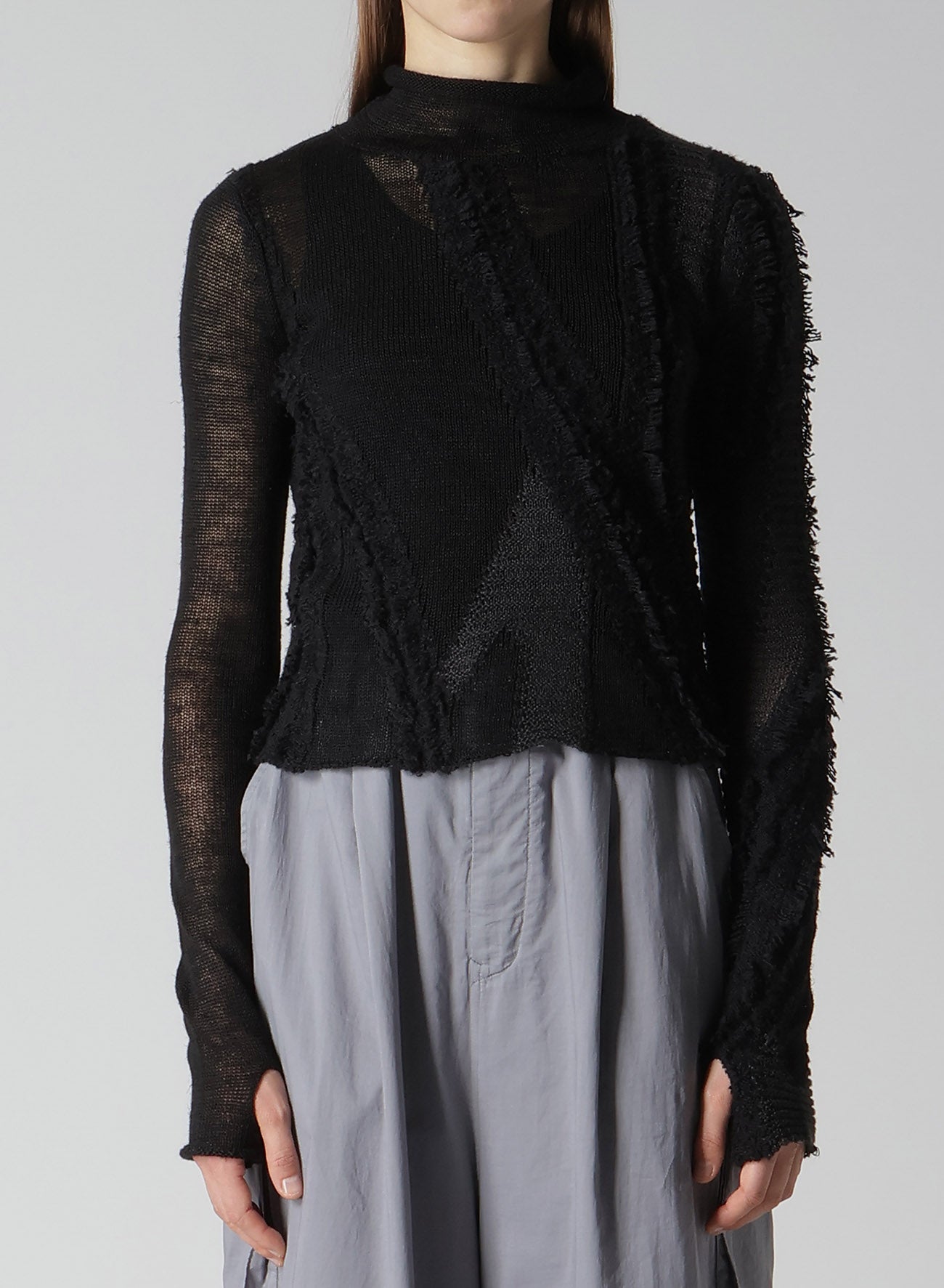 【12/13 12:00(JST) Release】SHEER INTERSIA JACQUARD HIGH NECK SHORT PULLOVER