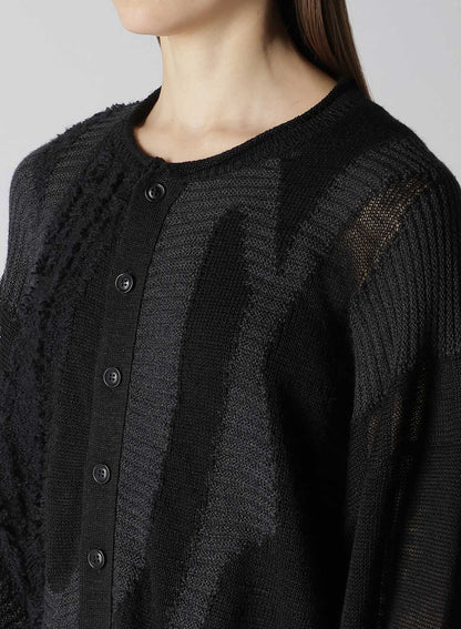 【12/13 12:00(JST) Release】SHEER INTERSIA JACQUARD CREW NECK RELAXED CARDIGAN