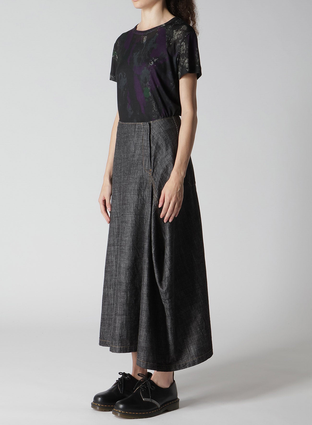 【12/13 12:00(JST) Release】8OZ DENIM PANEL TUCKED FLARE SKIRT