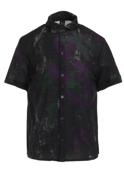FADED PRINT LONG SLEEVE ROUND HEM HALF SLEEE T