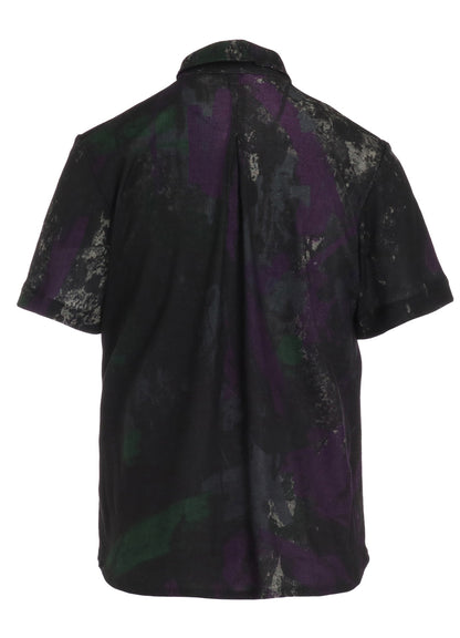 FADED PRINT LONG SLEEVE ROUND HEM HALF SLEEE T