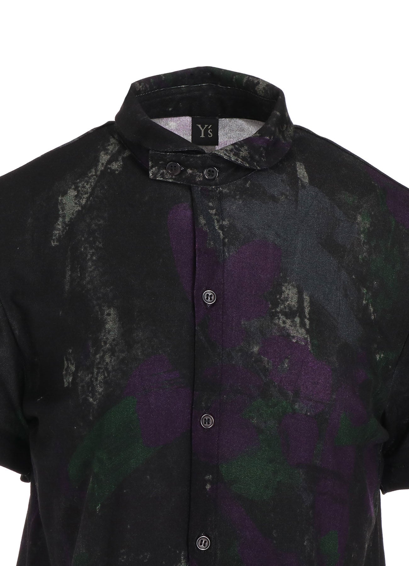 FADED PRINT LONG SLEEVE ROUND HEM HALF SLEEE T
