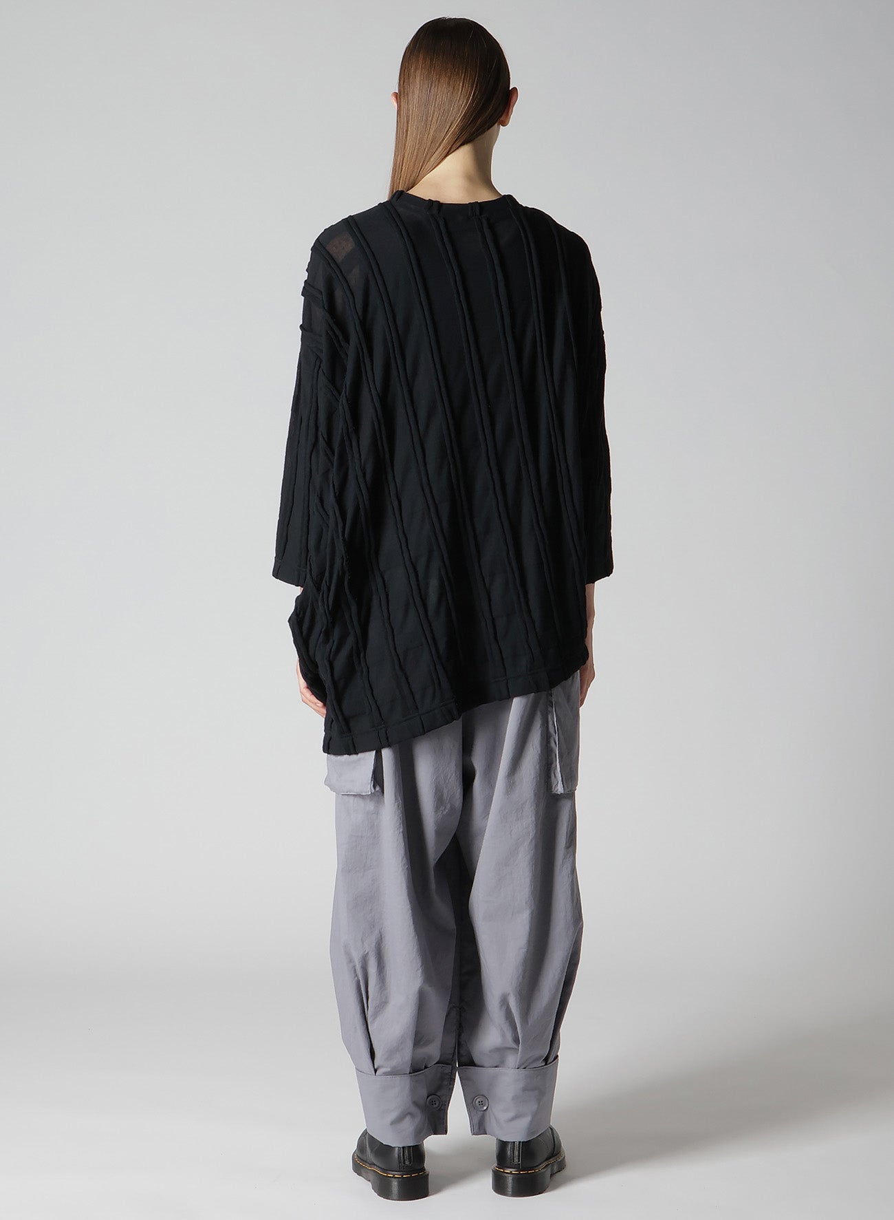 【12/13 12:00(JST) Release】CHECK CUT JACQUARD ASYMMETRIC DRAPE T