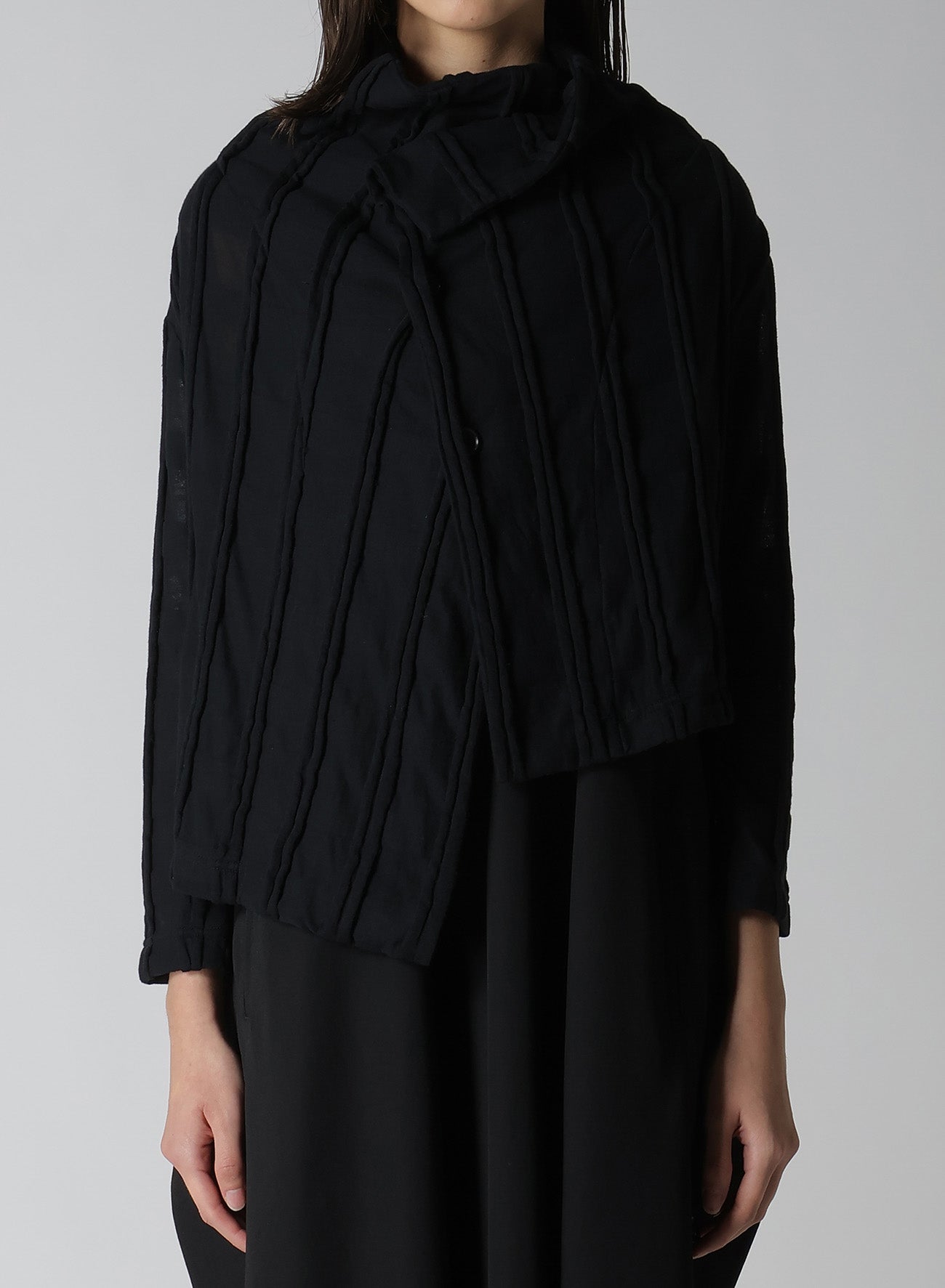 【12/13 12:00(JST) Release】CHECK CUT JACQUARD CROPPED ASYMMETRIC JACKET