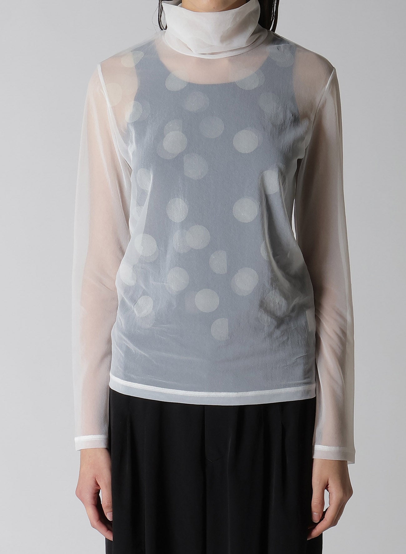 【12/13 12:00(JST) Release】GAUZE JERSEY DOT PRINT HIGH NECK LONG SLEEVE T