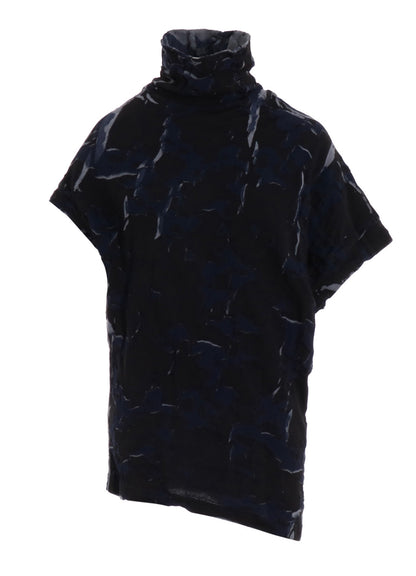 GEOMETRIC LINKS PRINT HIGH NECK IRREGULAR PULLOVER
