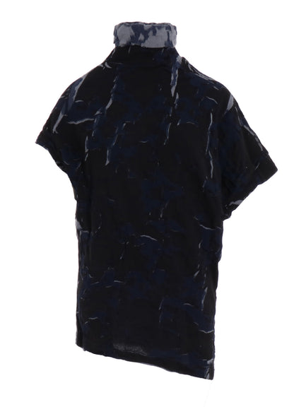 GEOMETRIC LINKS PRINT HIGH NECK IRREGULAR PULLOVER