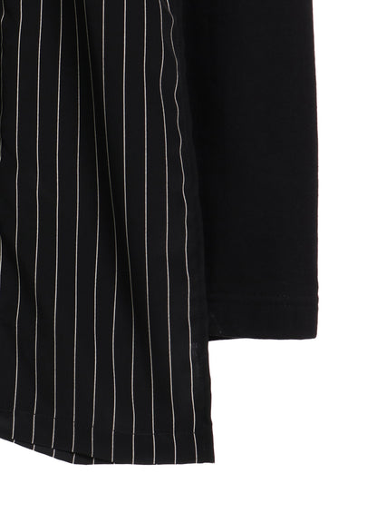 POLYESTER DE CHINE STRIPE CONBI HALF SLEEVE DRESS