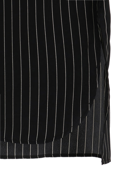POLYESTER DE CHINE STRIPE CONBI LONG SLEEVE T