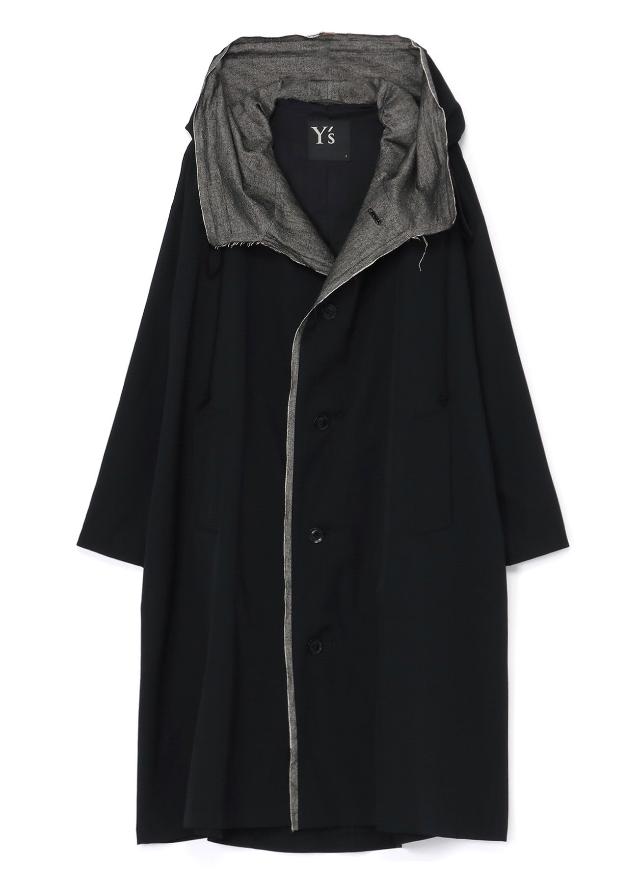 WOOL GABARDINE COAT WITH BIG HOOD