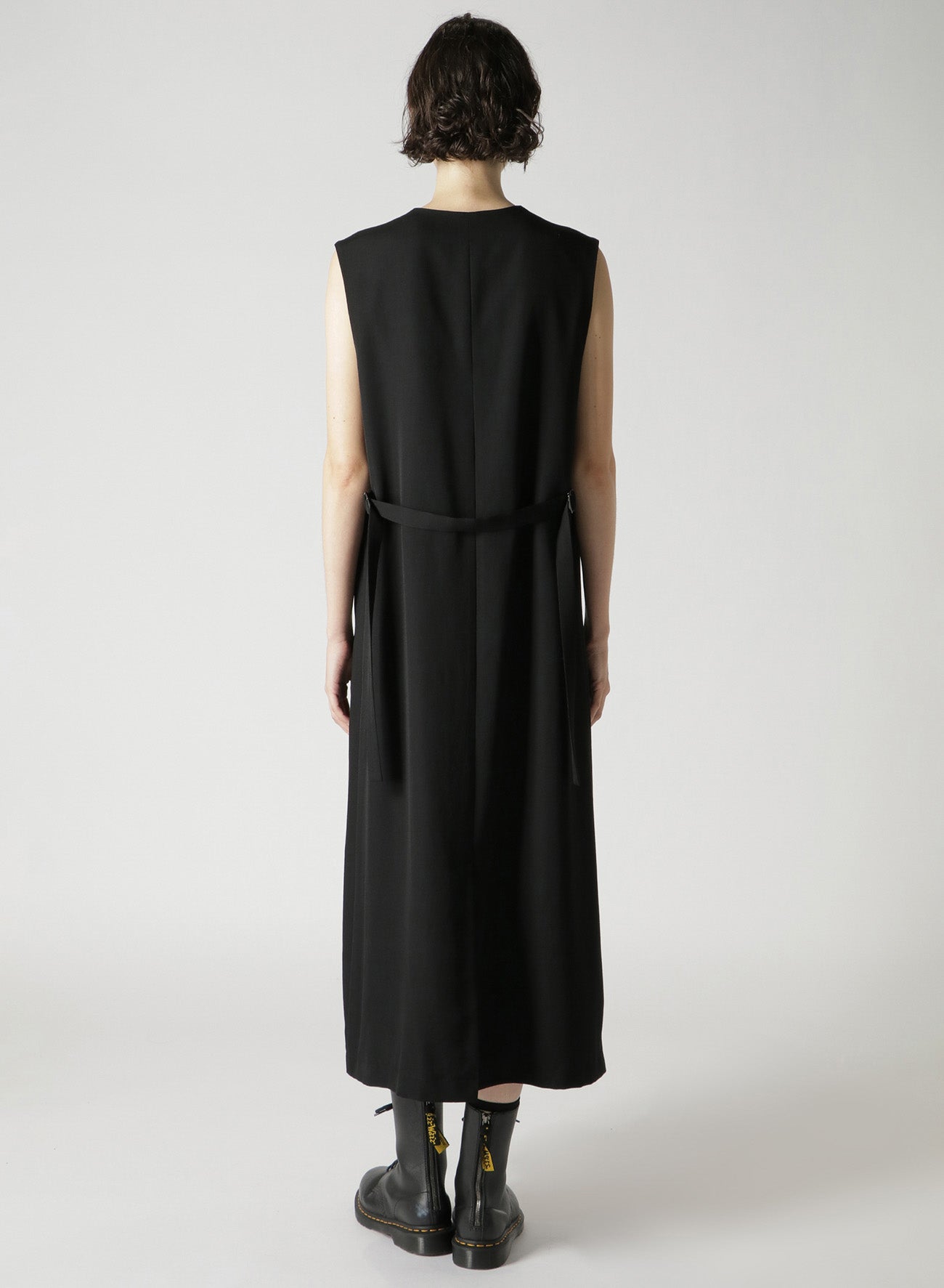 WOOL GABARDINE LONG SLEEVELESS DRESS