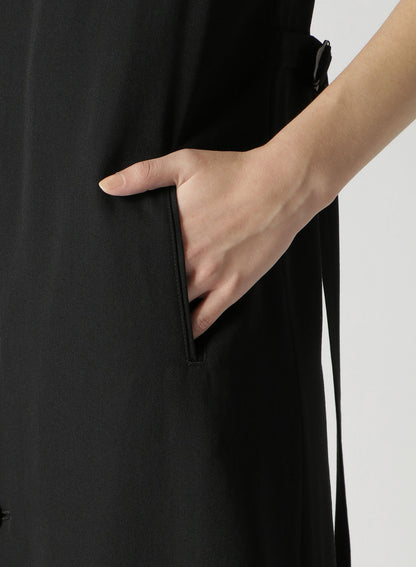 WOOL GABARDINE LONG SLEEVELESS DRESS