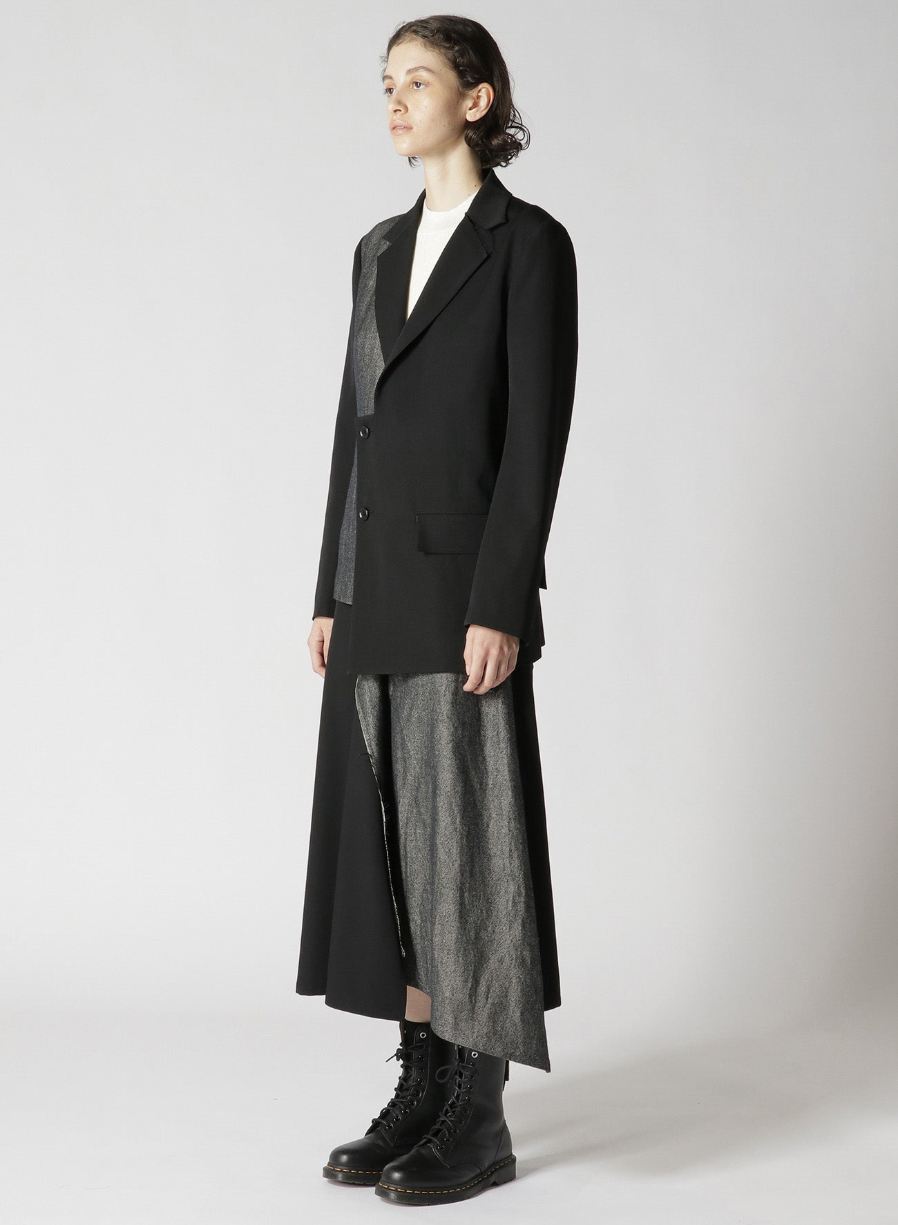 WOOL GABARDINE ASYMMETRIC JACKET