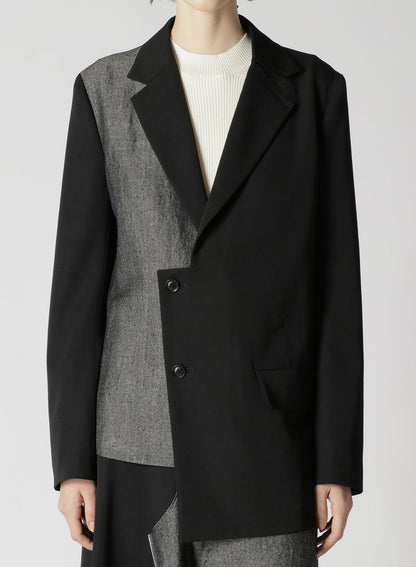 WOOL GABARDINE ASYMMETRIC JACKET