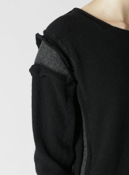 WOOL BLEND RIPPED DETAIL PULLOVER