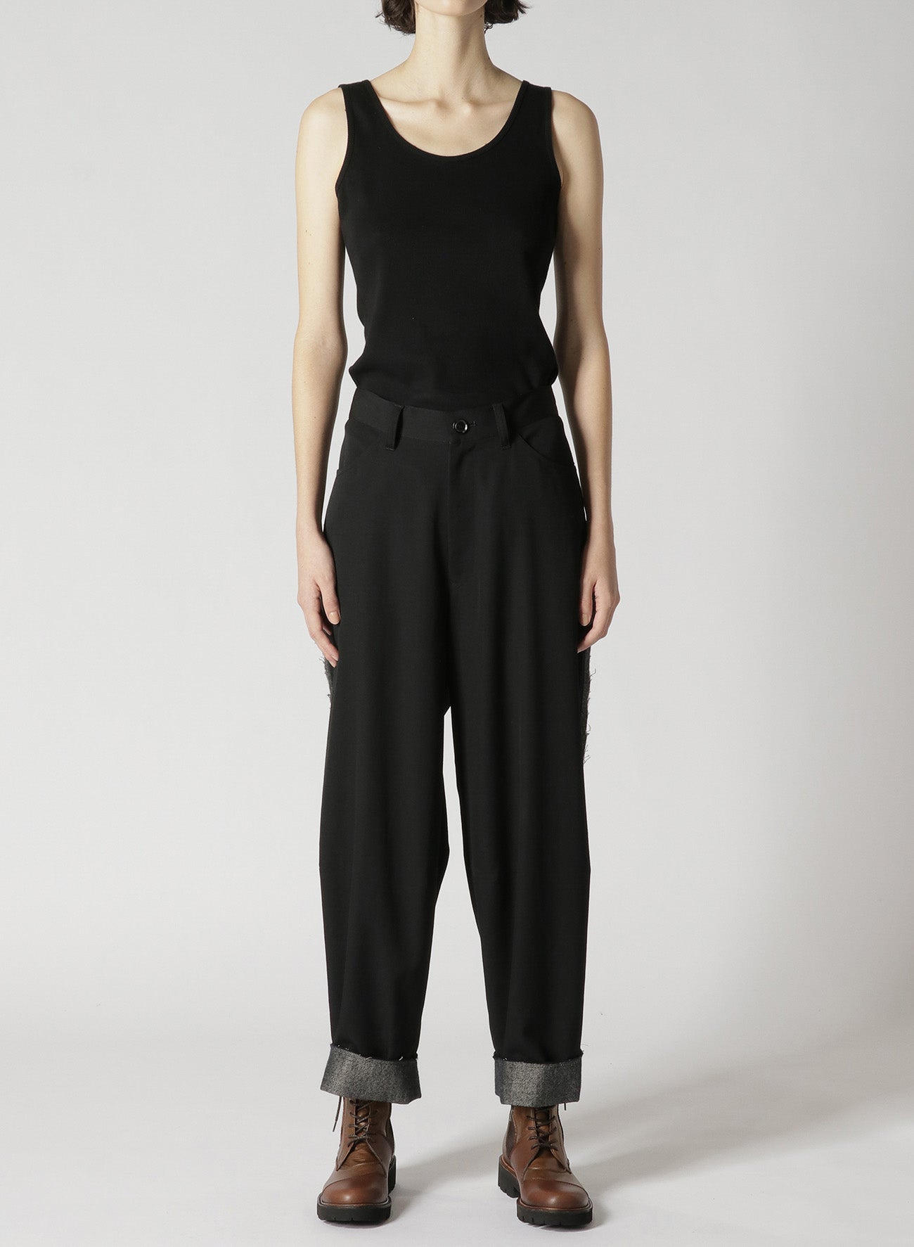 WOOL GABARDINE CUT-OUT PANTS