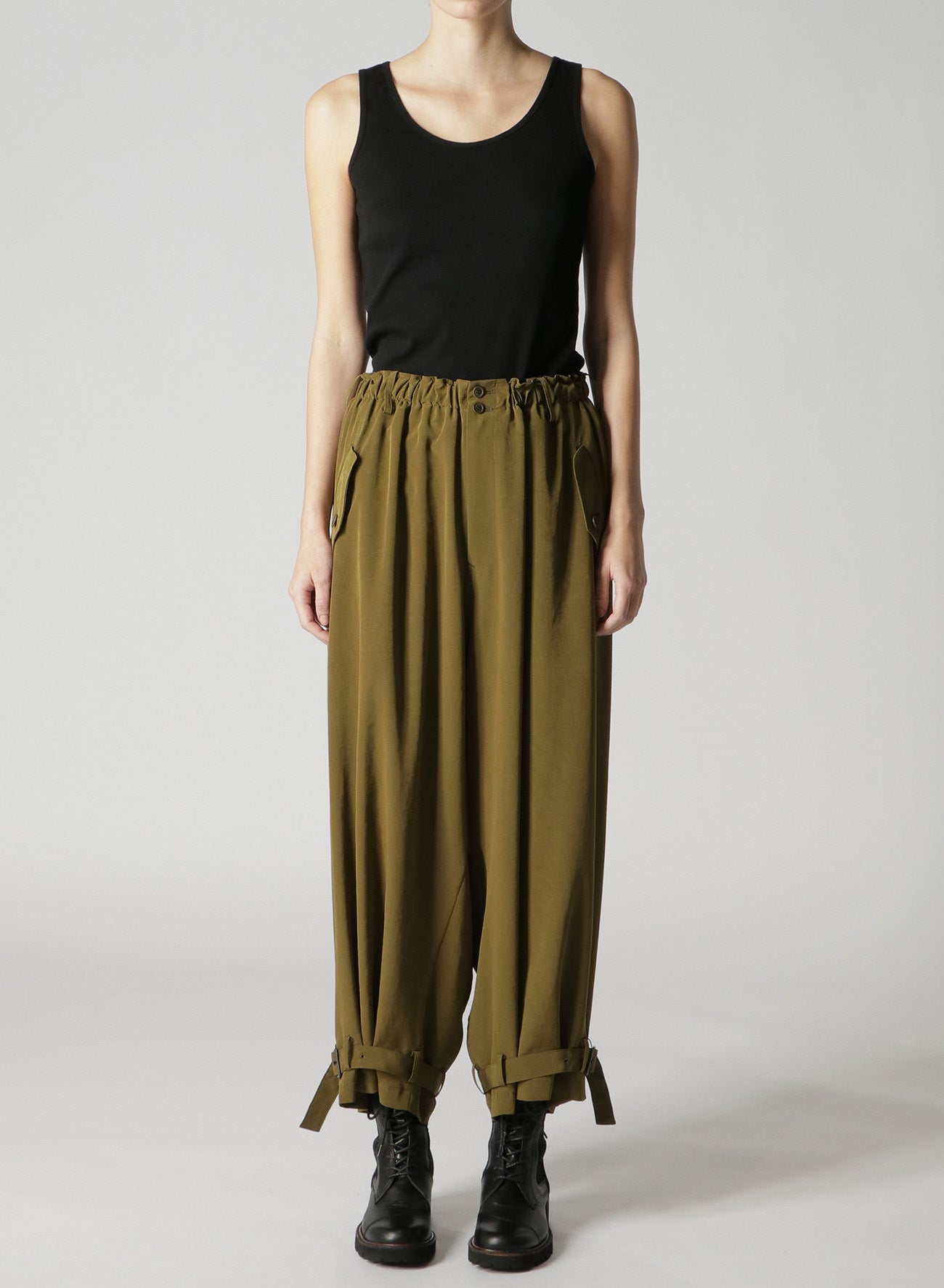 GATHERED HEM-BELTED PANTS