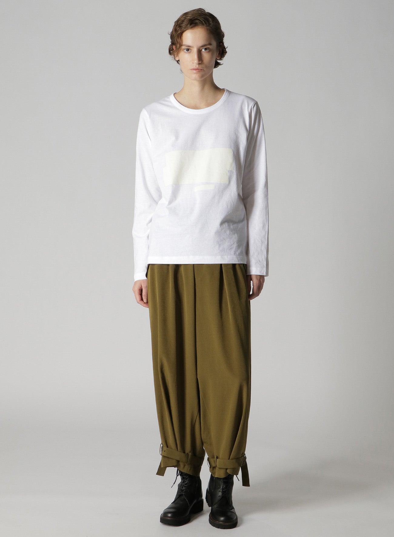 GATHERED HEM-BELTED PANTS