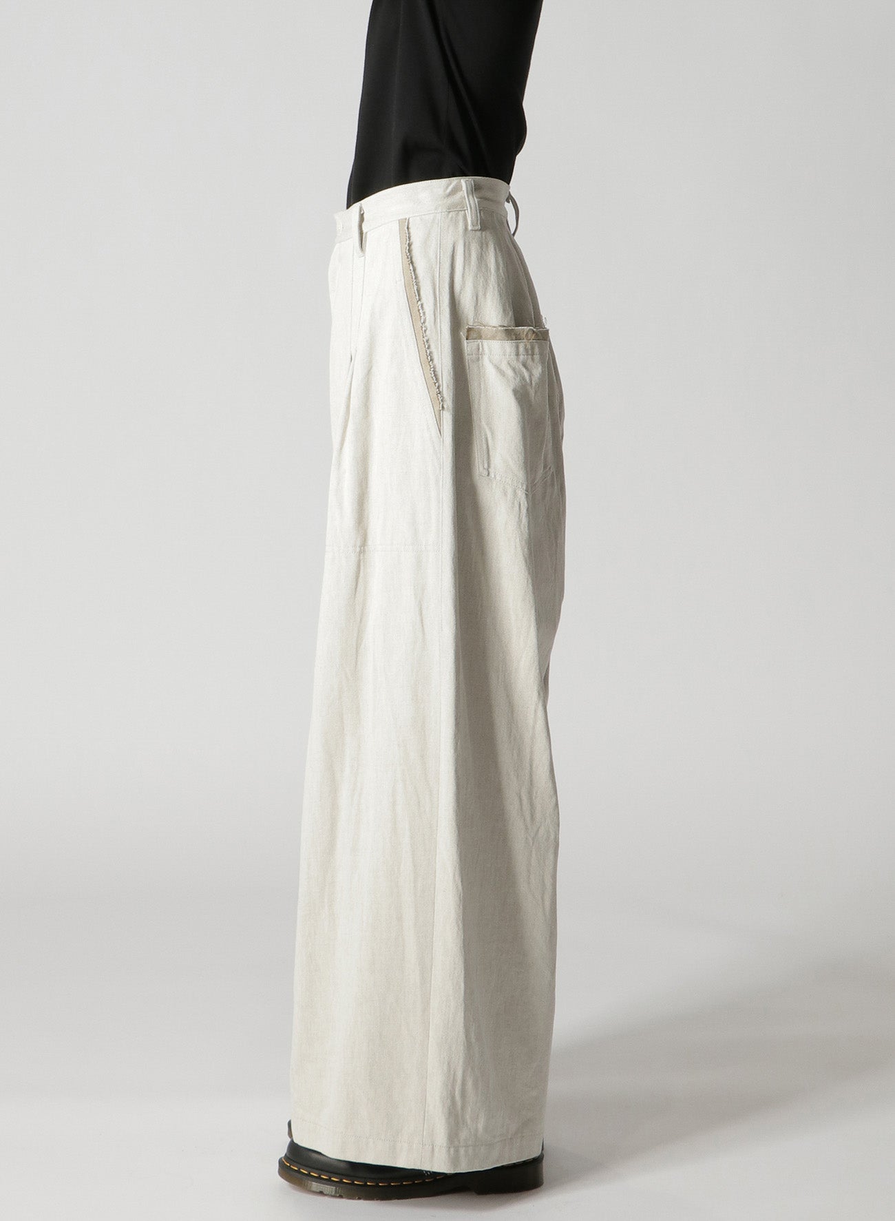 10oz DENIM DOUBLE PLEATED WIDE LEG PANTS