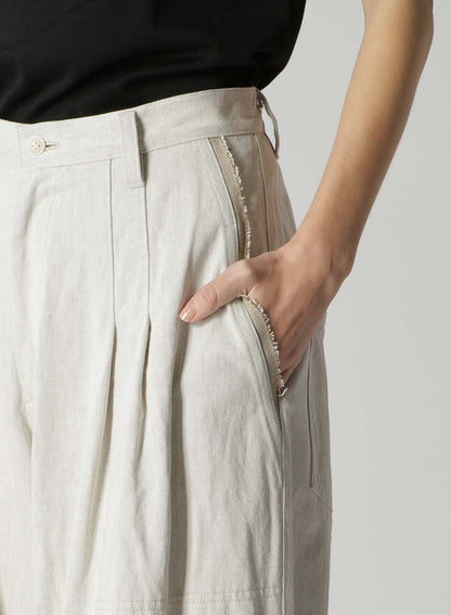 10oz DENIM DOUBLE PLEATED WIDE LEG PANTS