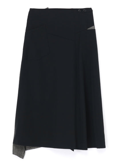 WOOL GABARDINE FLARED SKIRT WITH GUSSETS