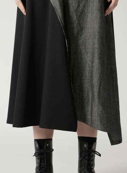 WOOL GABARDINE FLARED SKIRT WITH GUSSETS