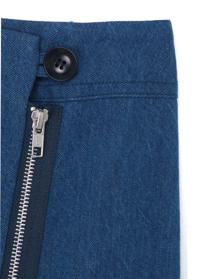 10oz DENIM PANELLED WRAP SKIRT