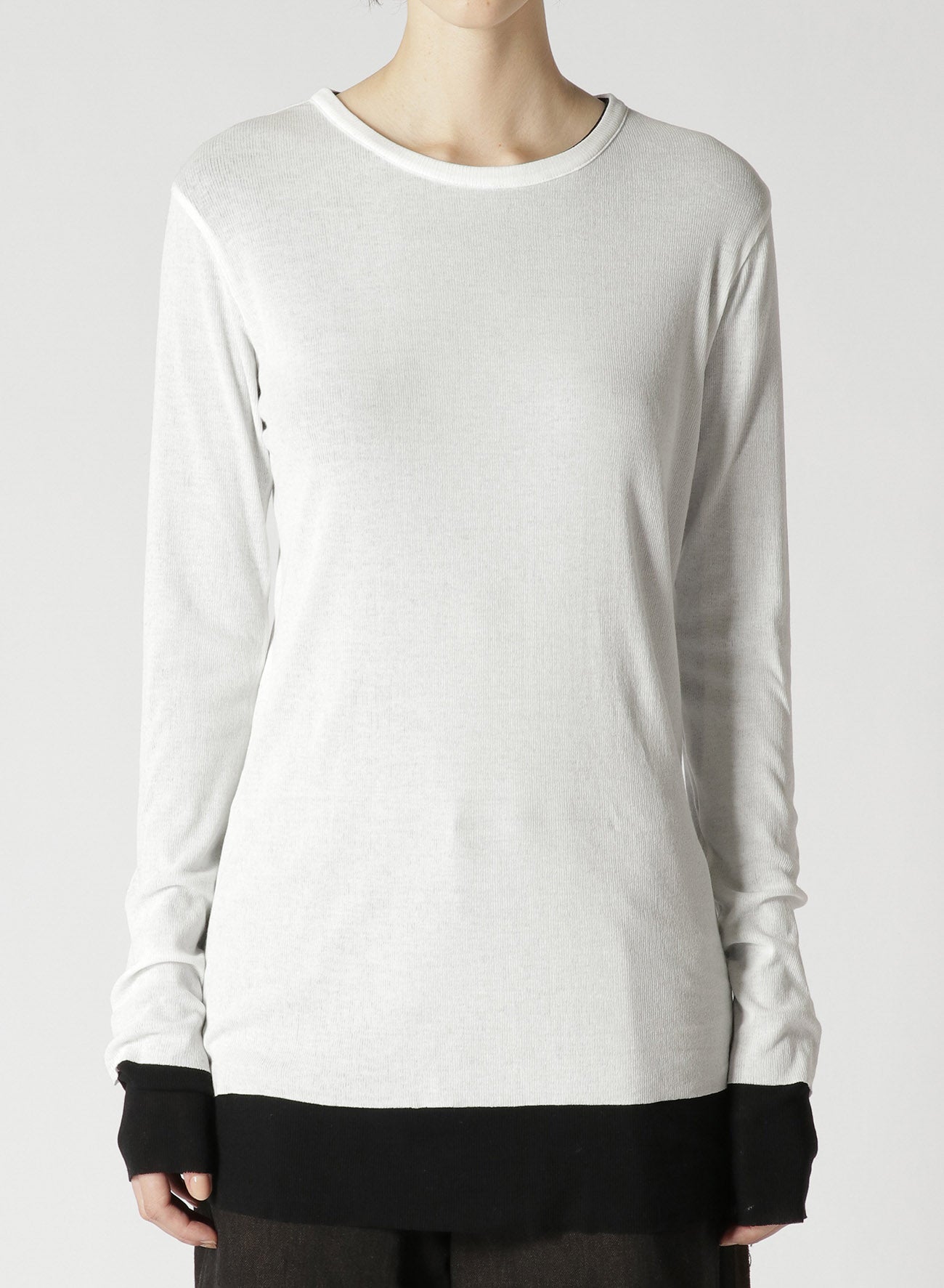 HIGH TWIST COTTON ROUND NECK DOUBLE LAYERED T-SHIRT