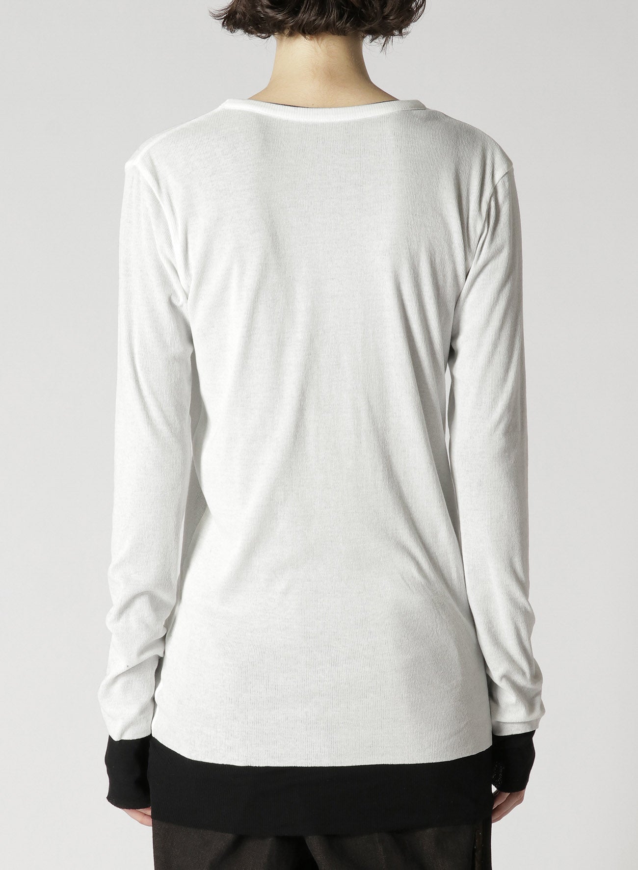 HIGH TWIST COTTON ROUND NECK DOUBLE LAYERED T-SHIRT