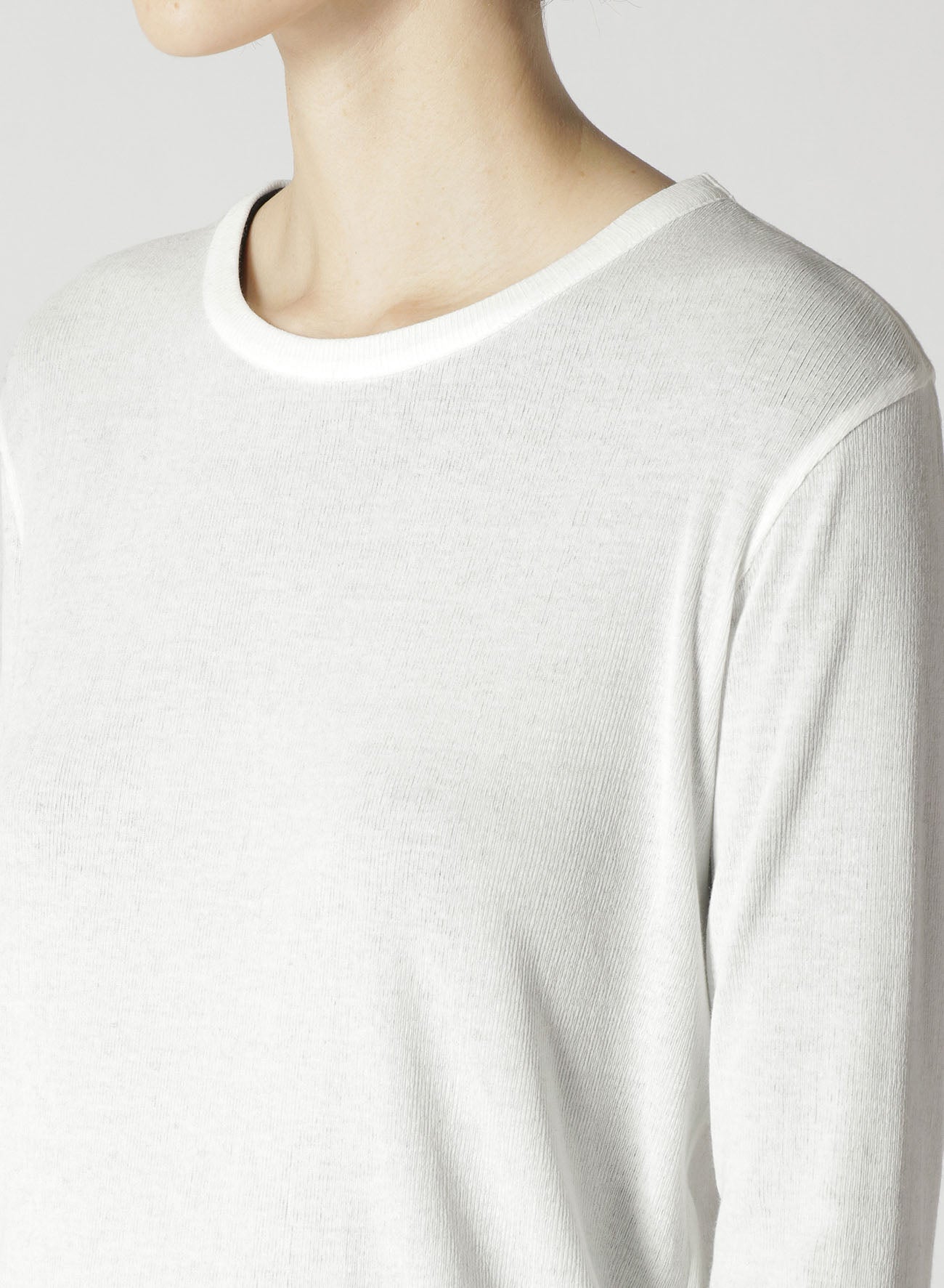 HIGH TWIST COTTON ROUND NECK DOUBLE LAYERED T-SHIRT