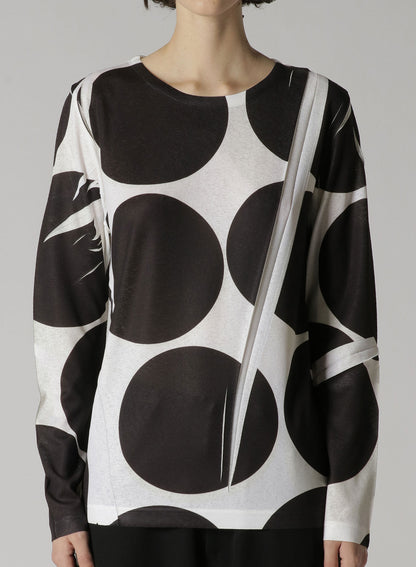 DOT PRINT ROUND NECK LONG SLEEVE T-SHIRT