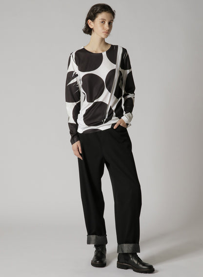 DOT PRINT ROUND NECK LONG SLEEVE T-SHIRT