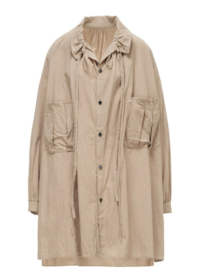 COTTON FLAX GATHERED COLLAR BLOUSE