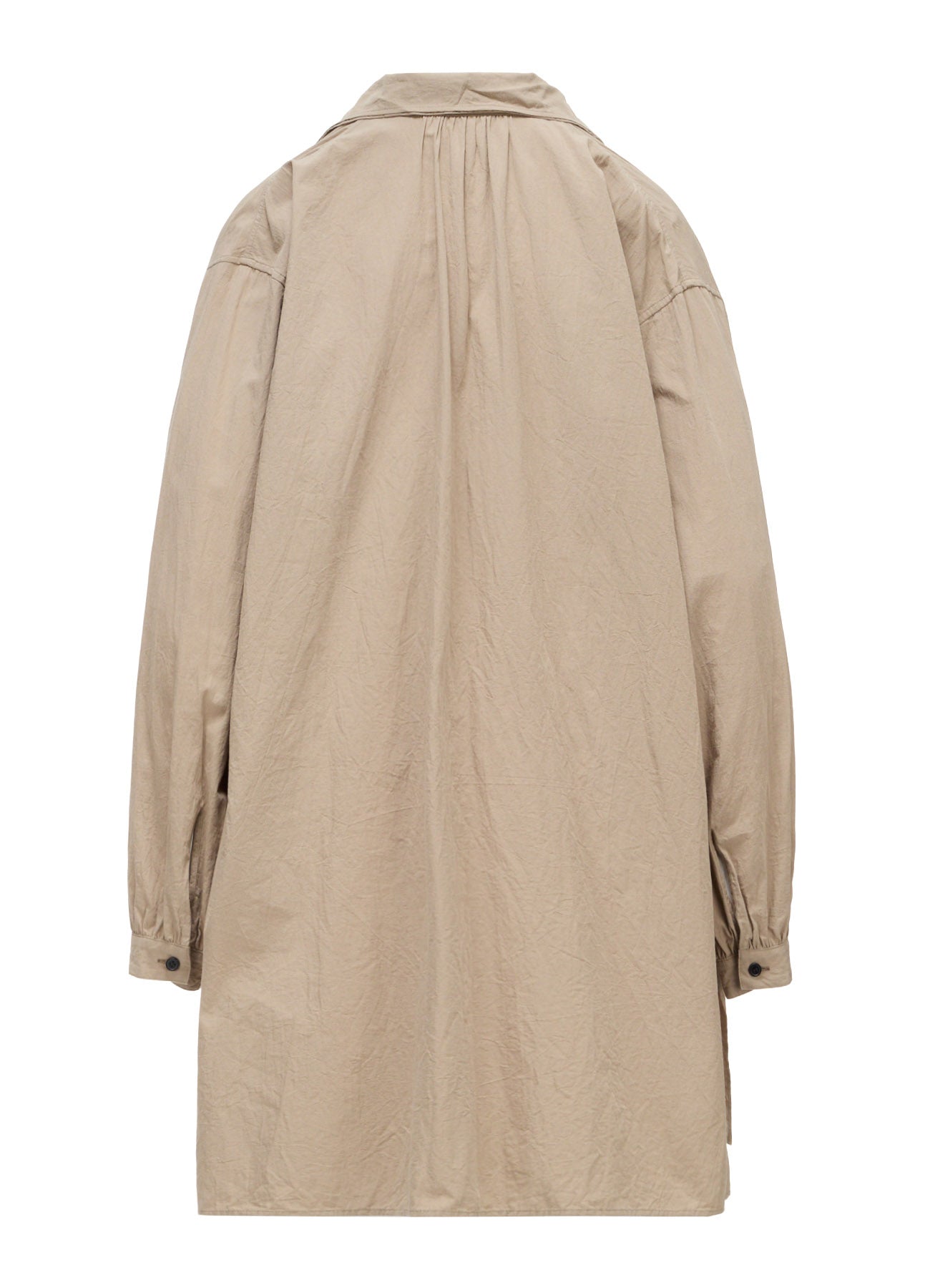COTTON FLAX GATHERED COLLAR BLOUSE