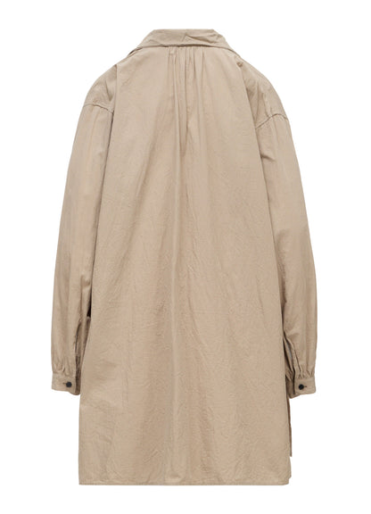 COTTON FLAX GATHERED COLLAR BLOUSE